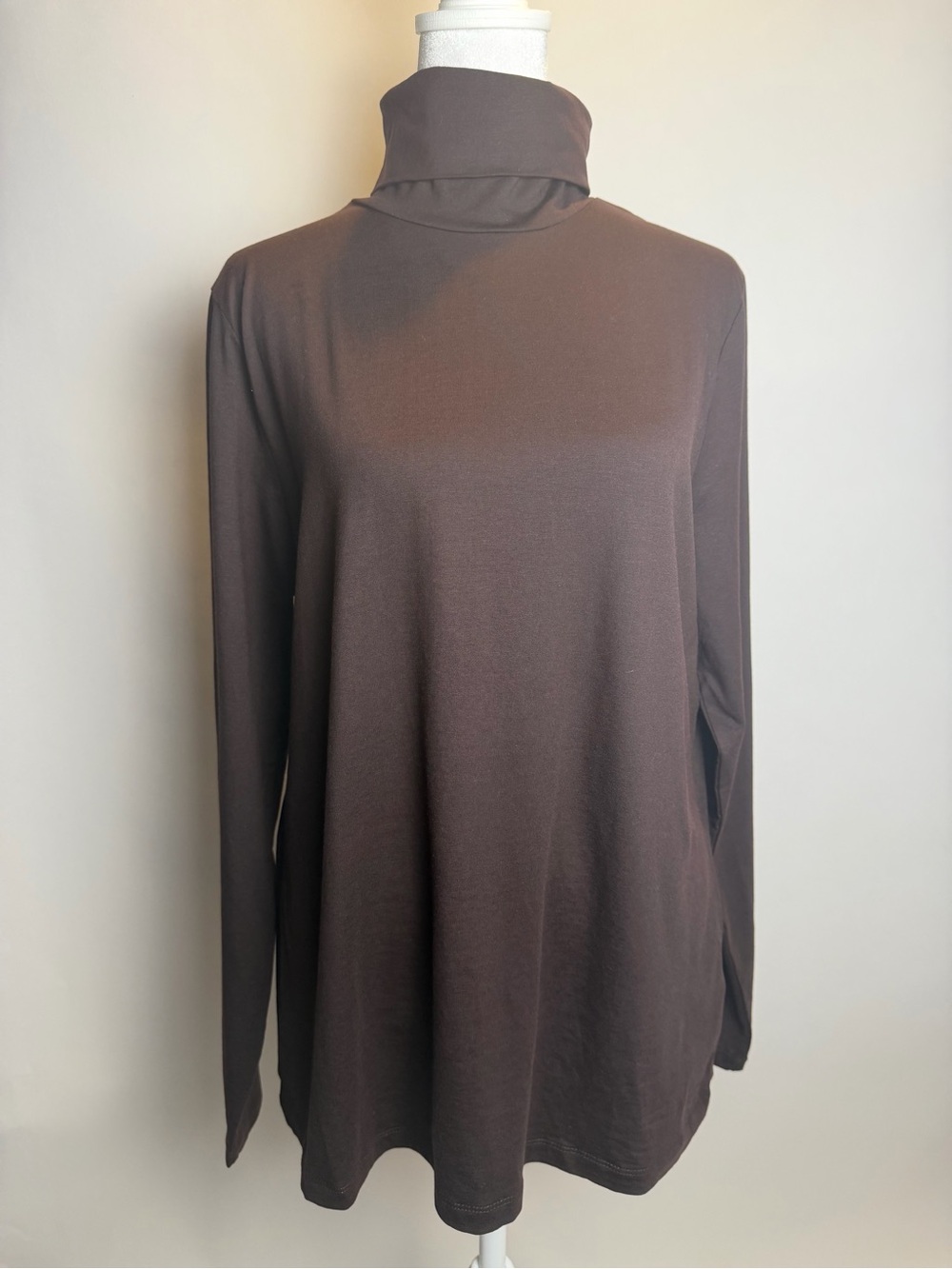 Lands' End Dark Brown Long-Sleeve Turtleneck Top